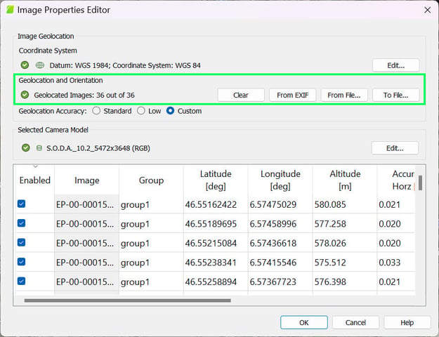 How to import/export the images geolocation and orientation